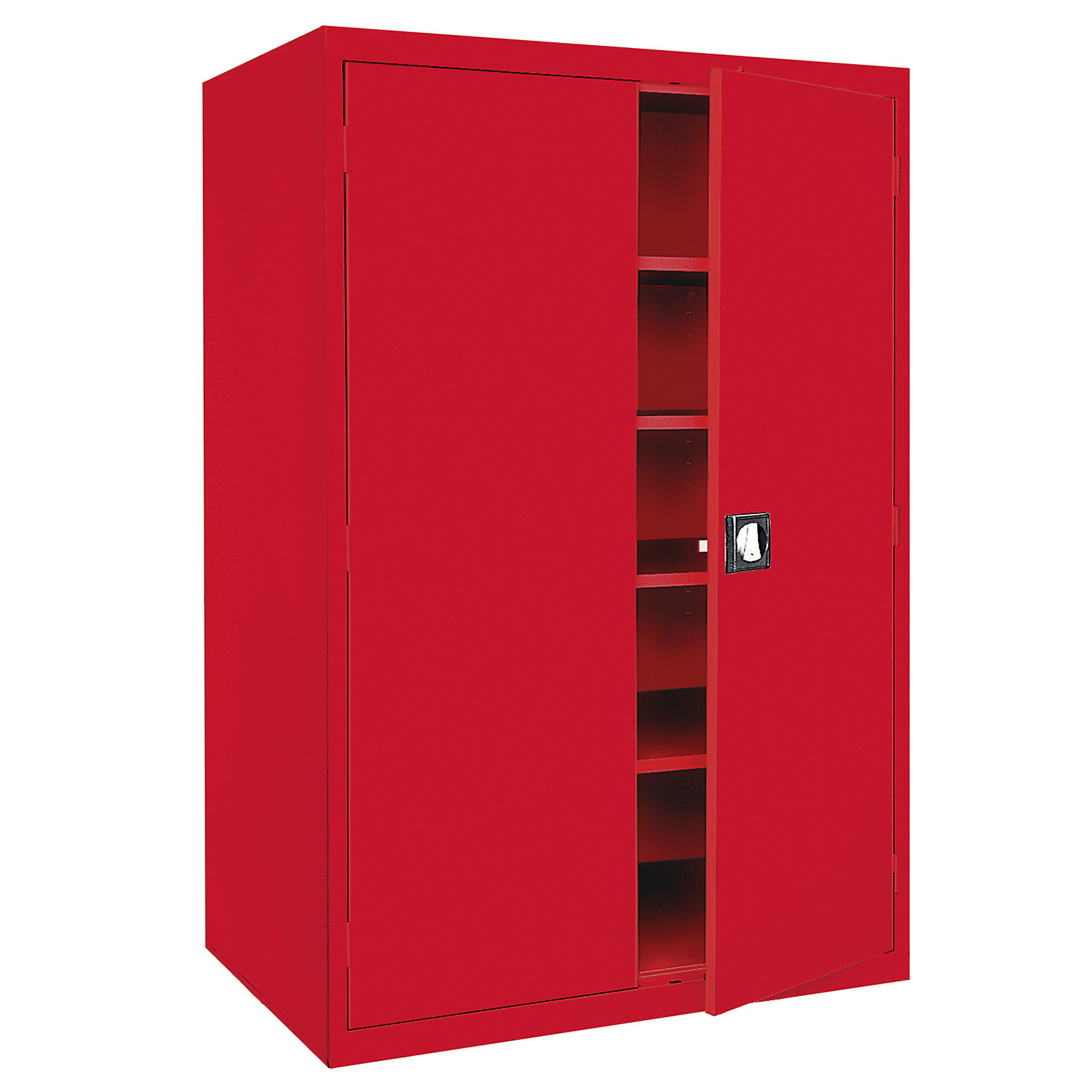 Sandusky Lee Elite Series Welded Cabinet - 46in. x 24in. x 72in., Heavy Gauge Steel, 200-Lb. Shelf Capacity, Locking Handle, Red, Model# EA4R462472-01